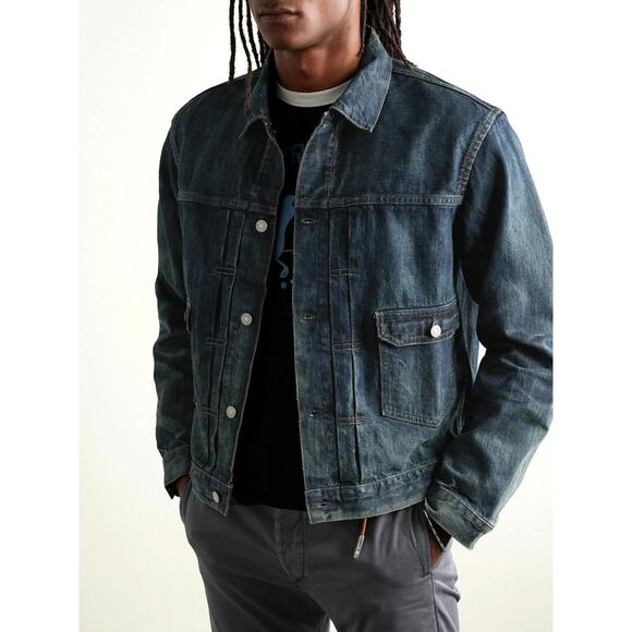 RRL Ralph Lauren Type II Japanese Denim Trucker Jacket M NEW Indigo Double RL - Picture 1 of 7